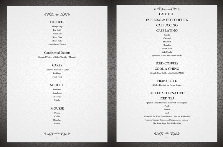 luxury wedding in rohini menu